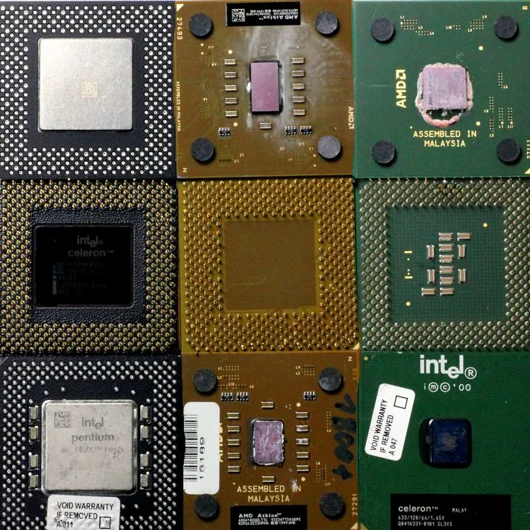 CPU processor, plastic Computer processors with gold-plated contacts. Without heat sink or cooling plates