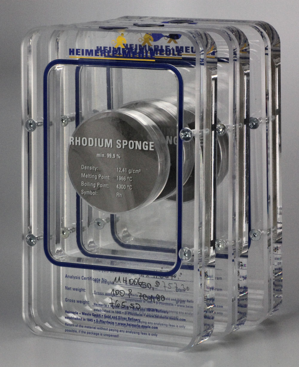 Purchase of rhodium sponge